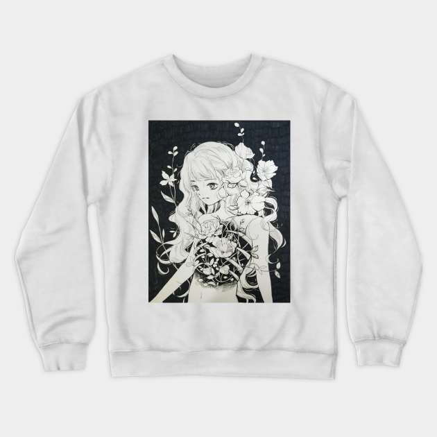 Girl Bone Flower Crewneck Sweatshirt by yunzhen_ho